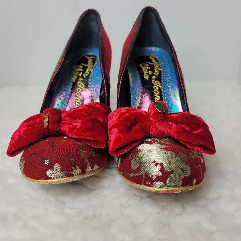 Irregular Choice French Fries Womens Shies Size 10.5 velvet Floral Evening Court